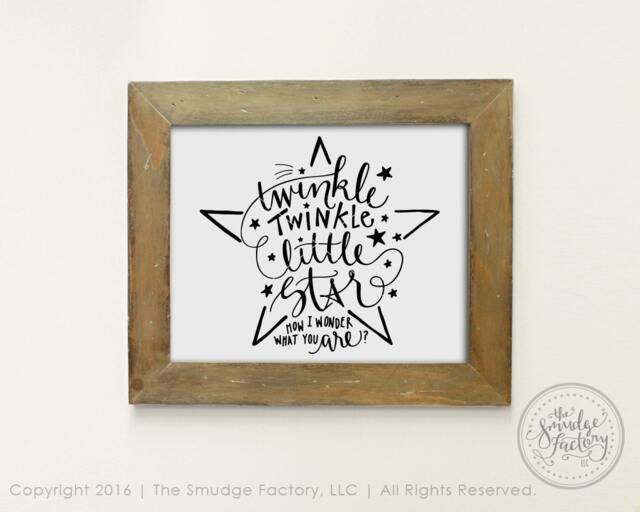 Star Printable File, Twinkle Little Star, Baby Nursery Diy Wall Art Print Clipart Download, Art, Graphic Overlay - image 1