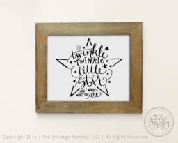 Star Printable File, Twinkle Little Star, Baby Nursery Diy Wall Art Print Clipart Download, Art, Graphic Overlay - thumbnail 1