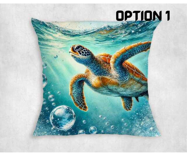 Sea Turtle Canvas Cushion Cover Coastal Ocean Decor - image 1