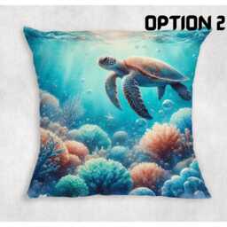 Sea Turtle Canvas Cushion Cover Coastal Ocean Decor - thumbnail 2