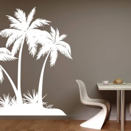 Island Palm Tree Wall Decal, 3 Palm Trees Vinyl Sticker, Island Beach D??cor, Tropical Large Tree Decal, Living Room Decal - thumbnail 2