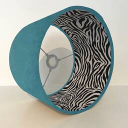 Teal Velvet Drum Lampshade, Double Sided Lampshade With Zebra Print Cotton Interior, Ceiling Light Shade - thumbnail 2