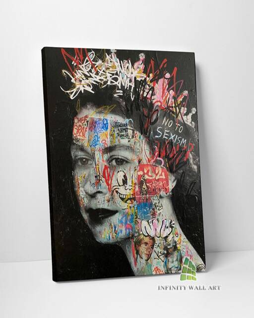 Queen Liz No To Sexism Graffiti Canvas Art Wall Print Picture Banksy Style Decor -D129 - image 1