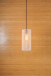 Modern Woven Cotton Pendant Light, Rustic Plug-In Ceiling Lamp
