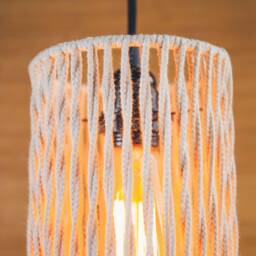 Modern Woven Cotton Pendant Light, Rustic Plug-In Ceiling Lamp - thumbnail 3