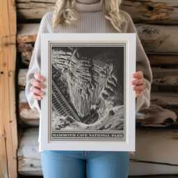 Mammoth Cave National Park Lithograph Style Print - Vintage Kentucky Archival Matte Fine Art Print. Frozen Niagara. Caving Travel Gift - thumbnail 1
