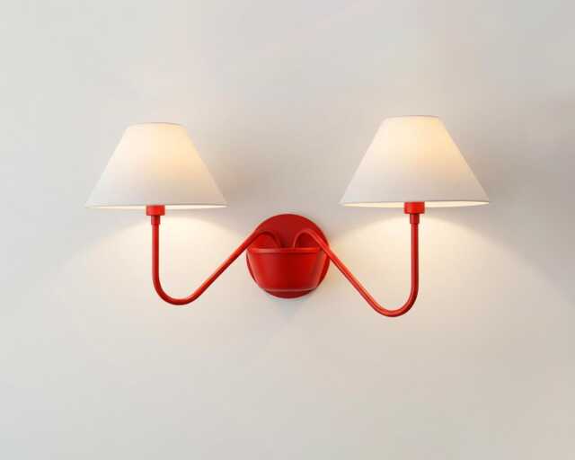 Wall Light Modern Red Double Arm Sconce, Contemporary Fixture, Luxury Statement Lighting For Living Room & Stylish Interior Decor - image 1