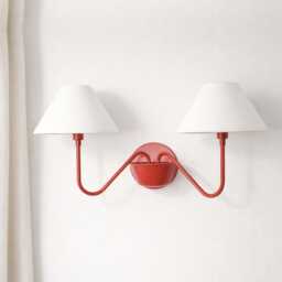Wall Light Modern Red Double Arm Sconce, Contemporary Fixture, Luxury Statement Lighting For Living Room & Stylish Interior Decor - thumbnail 2