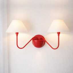 Wall Light Modern Red Double Arm Sconce, Contemporary Fixture, Luxury Statement Lighting For Living Room & Stylish Interior Decor - thumbnail 4
