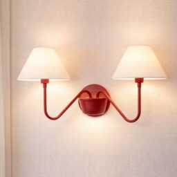Wall Light Modern Red Double Arm Sconce, Contemporary Fixture, Luxury Statement Lighting For Living Room & Stylish Interior Decor - thumbnail 3