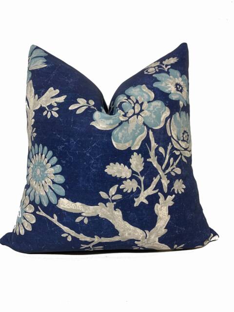 Thibaut Claudette Heritage Collection Navy Cushion Cover Pillow Double Sided - image 1