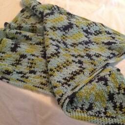 Handmade Crochet Baby Blanket, Acrylic Yarn, Shower Gift - 36x33 - thumbnail 4