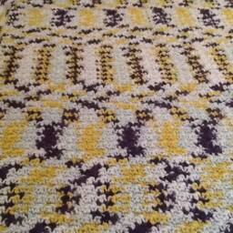 Handmade Crochet Baby Blanket, Acrylic Yarn, Shower Gift - 36x33 - thumbnail 3
