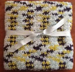 Handmade Crochet Baby Blanket, Acrylic Yarn, Shower Gift - 36x33