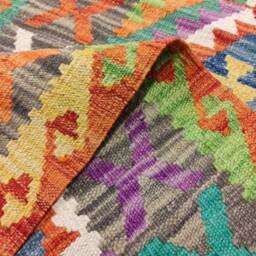 Colourful Runner Rug, Handmade Artisan Afghan Turkish Scandinavian Navajo Bohemian Wool Kilim Rug 190x69 cm - thumbnail 3