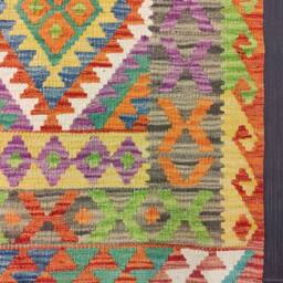 Colourful Runner Rug, Handmade Artisan Afghan Turkish Scandinavian Navajo Bohemian Wool Kilim Rug 190x69 cm - thumbnail 2