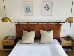 Myhome Wall Headboard in Very Soft, Faux Tan Leather Fabric 145cm By 45cm With Poppers