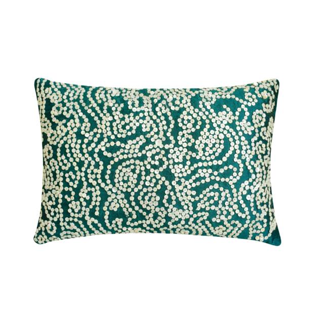 Decorative Oblong/Lumbar Rectangle Throw Pillow Covers Accent Couch Bed 12x16 Silk Pillows Pearl Embroidered - Royal Queen Gardens - image 1