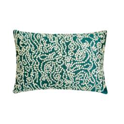 Decorative Oblong/Lumbar Rectangle Throw Pillow Covers Accent Couch Bed 12x16 Silk Pillows Pearl Embroidered - Royal Queen Gardens - thumbnail 1