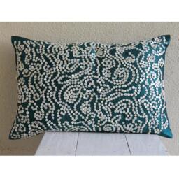 Decorative Oblong/Lumbar Rectangle Throw Pillow Covers Accent Couch Bed 12x16 Silk Pillows Pearl Embroidered - Royal Queen Gardens - thumbnail 4