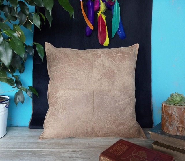 Fast Shipping/Piecewise Square Design Powder Pink Color Faux Leather-Nubuck Pillow Cover/Modern Scandinavian Homedecor/Housewarming Gift-1Pc - image 1