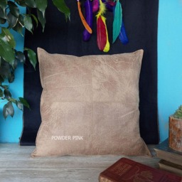 Fast Shipping/Piecewise Square Design Powder Pink Color Faux Leather-Nubuck Pillow Cover/Modern Scandinavian Homedecor/Housewarming Gift-1Pc - thumbnail 3