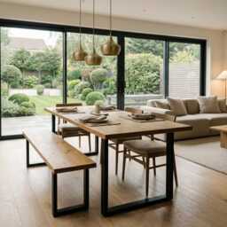 Farmhouse Light Oak Dining Table, Solid Wood - Handmade Custom-Built 80-240cm, Made in Somerset UK Free Delivery - thumbnail 3