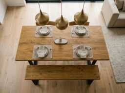 Farmhouse Light Oak Dining Table, Solid Wood - Handmade Custom-Built 80-240cm, Made in Somerset UK Free Delivery