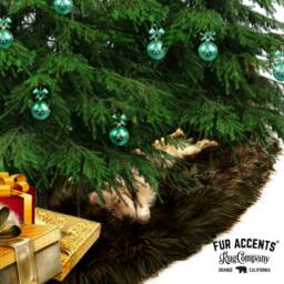 Faux Fur Christmas Tree Skirt - Shaggy Sheepskin Style