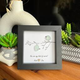 Couples Love Birds Personalised Sea Glass & Driftwood Art. Gift, Present, Valentines Girlfriend Gift For Her - thumbnail 3