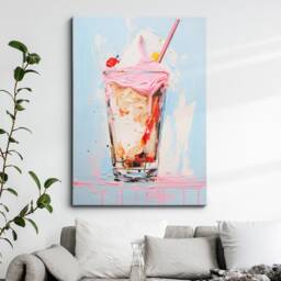 Vibrant Milkshake Glass Beverage Drink Ice Cream Painting Framed Poster Print & Canvas Wall Decor Art Bedroom Home Interior Gift - thumbnail 1