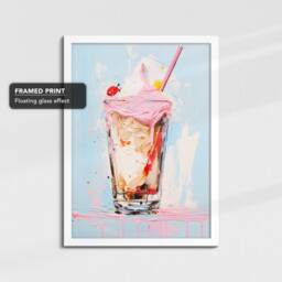 Vibrant Milkshake Glass Beverage Drink Ice Cream Painting Framed Poster Print & Canvas Wall Decor Art Bedroom Home Interior Gift - thumbnail 3