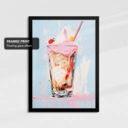 Vibrant Milkshake Glass Beverage Drink Ice Cream Painting Framed Poster Print & Canvas Wall Decor Art Bedroom Home Interior Gift - thumbnail 2