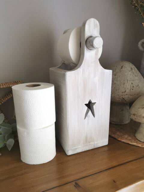Toilet Roll Holder, Quirky Loo Roll, Wooden Rack, Bathroom Accessories, Heart Star Accessories - image 1