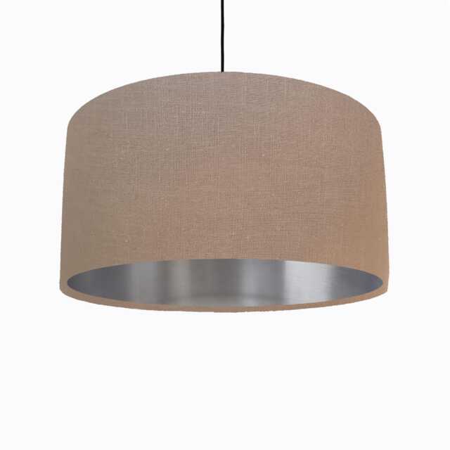 Hazelnut Brown Lampshade in Linen With Silver Lining - image 1
