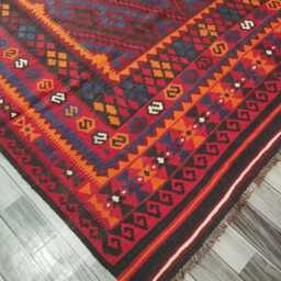 Handmade Afghan Kilim Rug, Artisan Red Geometric Design Flatweave 312x198 cm - thumbnail 2