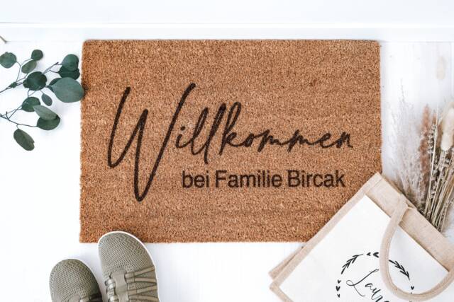 Housewarming Gift Personalized - Coir Doormat With Family Name, Wedding Or New Home Gift, Indoor Welcome Mat Laser Engraved - image 1