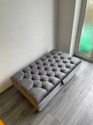 Handmade Chesterfield Ottoman Footstool Coffee Table in Plush Soft Velvet With Storgae Gas Lift - thumbnail 1