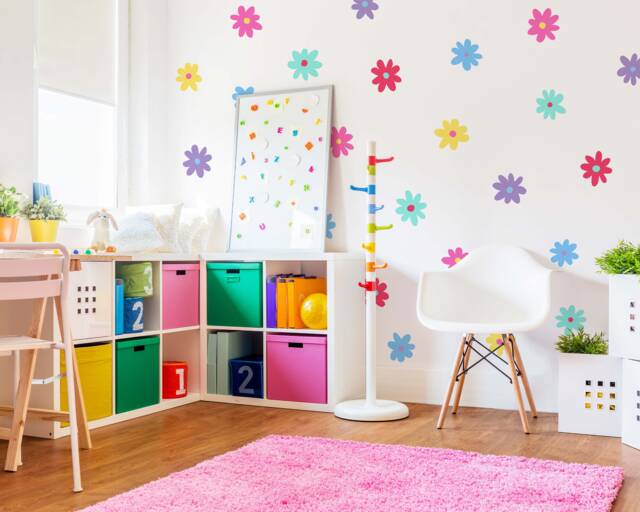 Daisy Wall Decals - Floral Stickers, Nursery Decor, Kids Room Art - image 1