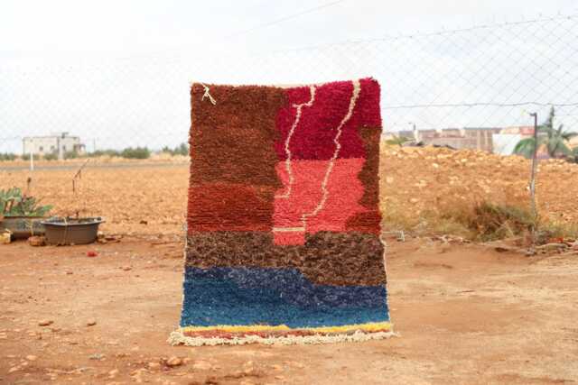 Custom Moroccan Berber Rug Colorful Wool, Boho Geometric Carpet - image 1