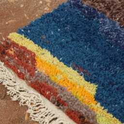 Custom Moroccan Berber Rug Colorful Wool, Boho Geometric Carpet - thumbnail 3