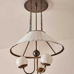 1950's Mid-Century Modern Brass Chandelier-Pendant Light Sputnik Chandelier-Italian Ceiling Argillic Handmade Fixture - thumbnail 3