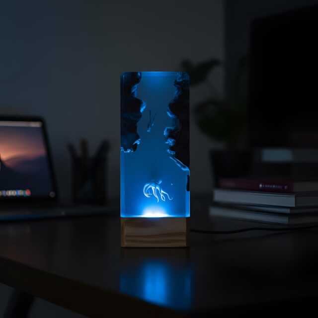 Deep Sea Diver & Octopus Scene Resin Lamp Handmade Led Night Light - image 1