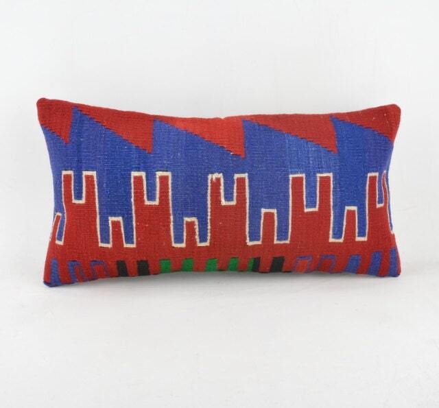 "Kilim Pillow, Wool Kilim Cousin From Anatolia , 30x60 cm, 12""x24" - image 1
