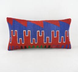 "Kilim Pillow, Wool Kilim Cousin From Anatolia , 30x60 cm, 12""x24" - thumbnail 1