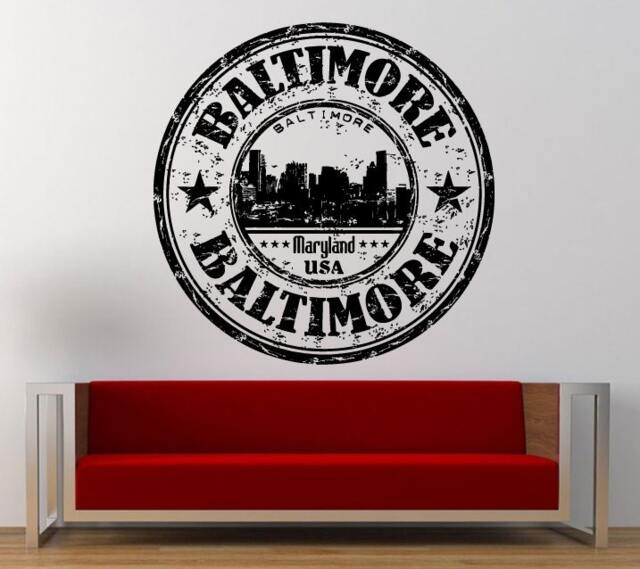 Baltimore Maryland Stamp Wall Decal Sticker Vinyl Mural Leaving Bedroom Room Home Decor Free Shipping L341 - image 1