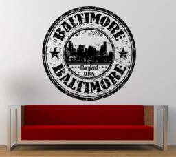 Baltimore Maryland Stamp Wall Decal Sticker Vinyl Mural Leaving Bedroom Room Home Decor Free Shipping L341 - thumbnail 1