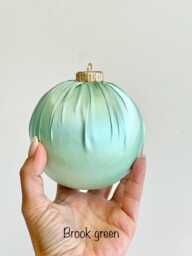 Handmade Satin Christmas Ball Ornament Green Holiday Decor