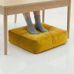 Lemon Plush Velvet Bean Bag Ottoman Square Floor Cushion, 60cm - thumbnail 3