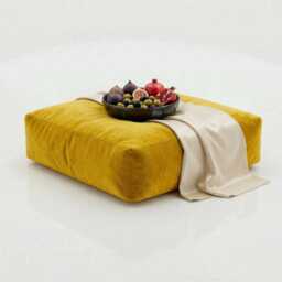 Lemon Plush Velvet Bean Bag Ottoman Square Floor Cushion, 60cm